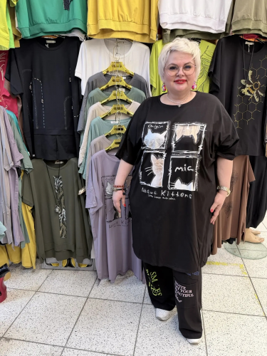 Платье-туника "Коты"  (Китай, Yalina) — размеры единый