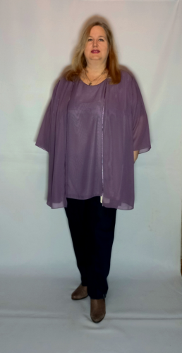 Комплект ( блуза+кардиган) пепел розы  20-o241-1-27#/910 (Россия, Санкт-Петербург) — размеры 72, 74, 76